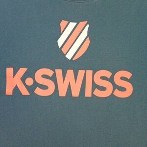 K-Swiss Tshirt Size Small  Unisex or Women's  PTP 19.5 Length 27" Color Dark Gre
